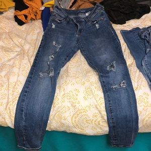 dark wash skinny jeans.